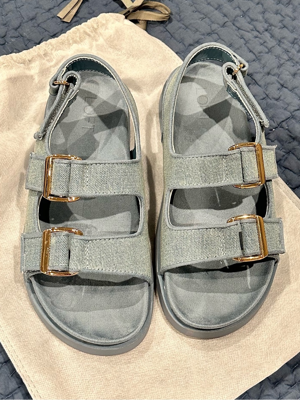 LOFT Women’s Blue Adjustable Double-Buckle Sandals